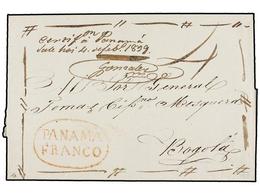 PANAMA. 1839. PANAMÁ A BOGOTÁ. Envuelta De Carta CERTIFICADA Dirigida Al General Tomás Cipriano Mosquera (Presidente De  - Other & Unclassified