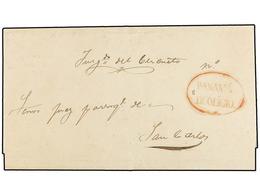 PANAMA. 1846 (11 Agosto). PANAMÁ A SAN CARLOS. Carta Completa (precioso Encabezamiento Impreso En El Interior). Marca PA - Autres & Non Classés