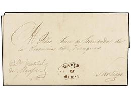 PANAMA. 1849 (18 Abril). DAVID A SANTIAGO. Carta Completa, Marca DAVID/DE/OFICIO En Color Sepia. MAGNÍFICA Y RARÍSIMA, S - Other & Unclassified