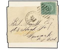 PANAMA. 1886. PANAMÁ A NEW JERSEY (U.S.A.). FAJA DE PRENSA Circulada Con Sello De Colombia De 1 Ctvo. Verde. Mat. ÓVALO  - Otros & Sin Clasificación