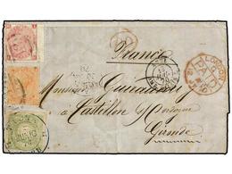 PERU. 1870 (7 Junio). TACNA A FRANCIA. Carta Completa Con Texto Franqueada Con Sello De Perú De 1 Dinero Verde Matasella - Altri & Non Classificati