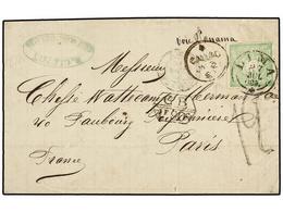 PERU. 1869. LIMA A PARÍS. 1 Dinero Verde, Mat. LIMA/* Circulada Por El Correo Inglés Vía Callao Y Londres, Marca De Inte - Otros & Sin Clasificación