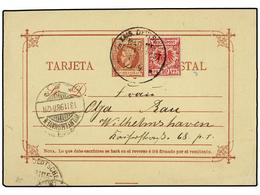 COLONIAS ESPAÑOLAS: FILIPINAS. 1898. Entero Postal De 5 Mils. Rojo Ilustrado Al Dorso LOS SALUDOS DE FILIPINAS Circulado - Other & Unclassified