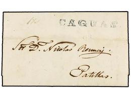 PUERTO RICO. 1849 (1 Octubre). CAGUAS A PATILLAS. Carta Completa Con Texto, Marca CAGUAS En Azul, Al Dorso Tránsito Por  - Autres & Non Classés