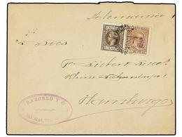 PUERTO RICO. Ed.141 + IG 2. 1898. SAN JUAN A HAMBURGO. 8 Ctvos. Castaño Y Sello De IMPUESTO DE GUERRA De 2 Ctvos. Carmín - Other & Unclassified