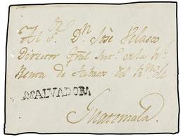 SALVADOR. (1815 CA.). Frontal Circulado A GUATEMALA. Marca Lineal S. SALVADOR (nº 4) En Negro. - Sonstige & Ohne Zuordnung