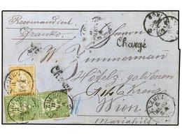 SUIZA. 1863 (May 11th). Registered Cover From Lenzburg To Vienna, Austria Bearing Fine Mixed Issue Franking Of Imperfora - Other & Unclassified