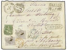 ESPAÑA. Ed.204 (2). 1879. MADRID A FRIBOURG (Suiza). Carta Certificada Circulada Con Dos Sellos De 25 Cts. Gris Reexpedi - Otros & Sin Clasificación