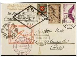 SUIZA. 1930. ROMANSHORN A RÍO DE JANEIRO Y Vuelta A SUIZA. Tarjeta Postal Con Franqueo De 1 Fr. Y 2 Fr. (2) Circulada Po - Other & Unclassified