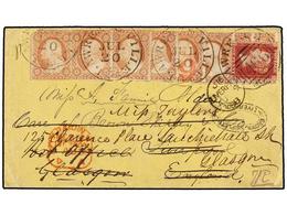 ESTADOS UNIDOS. Sc.26 (8). 1858. LAWRENCEVILLE To LIVERPOOL. 3 Cents. Red (Ty. III) (8) Tied By Circular LAWRENCEVILLE/G - Other & Unclassified