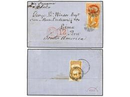 ESTADOS UNIDOS. Sc.163, 178. 1878. BOSTON To LIMA. 15 Cts. Yellow And 2 Cts. Vermilion With NEW YORK/12 Credit Handstamp - Other & Unclassified