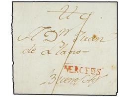 URUGUAY. (1800 CA.). MERCEDES A BUENOS AIRES. Envuelta, Marca Lineal MERCEDES En Rojo. PRECIOSA. - Otros & Sin Clasificación