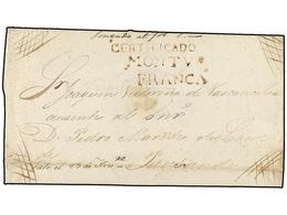 URUGUAY. (1820 CA.). MONTEVIDEO A PAYSANDU. Envuelta De Carta Certificada, Marcas CERTIFICADO/MONTVº/FRANCA Y Manuscrito - Otros & Sin Clasificación