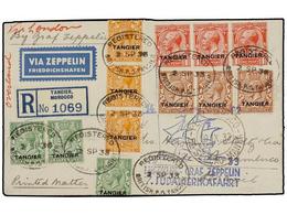 ZEPPELIN. 1933. MOROCCO. TANGIER To PERNAMBUCO (Brazil). Envelope Franked With 1/2 D. (3), 1 D. (3), 1 1/2 D. (3) And 2  - Autres & Non Classés