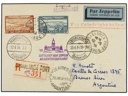 ZEPPELIN. 1933. MOROCCO. CASABLANCA To BUENOS AIRES. Postcard Franked With 80 Cts. And 10 Fr. Sent By GRAF ZEPPELIN Via  - Sonstige & Ohne Zuordnung