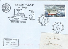 13080  Frégate NIVÔSE - St PAUL Et AMSTERDAM - TAAF - 2016 - Lettres & Documents