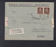 Romania Banca Agricola Registered Cover 1943 To Vienna Censor - Cartas De La Segunda Guerra Mundial