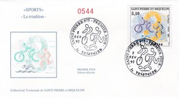 FDC PREMIER JOUR  Saint-Pierre Et Miquelon 1995 610 Sport Triathlon - FDC