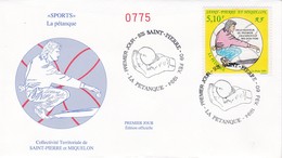 FDC PREMIER JOUR  Saint-Pierre Et Miquelon 1994 593 Sport Pétanque - FDC