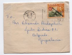 22.08.1952. MALTA, 41/2 D. VALLETTA TO BELGRADE, YUGOSLAVIA - Malta