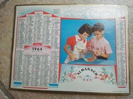 1964 - ALMANACH DES P.T.T CALENDRIERS OLLER -  75 LA SEINE - 1964 - SOUVENIR - ENFANTS CHAT & POISSON ROUGE - Grossformat : 1991-00