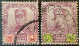 STRAITS SETTLEMENTS - Canceled - Sc# 62, 63 - 4c 5c - Johore