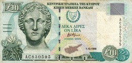 CYPRUS (GREECE) 10 POUNDS 1998 F-VF P-62b  "free Shipping Via Registered Air Mail" - Chipre