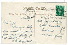 Ref 1327 - 1952 Multiview Postcard - Weymouth Dorset - 1d Postage Due Hand Stamp - Strafportzegels