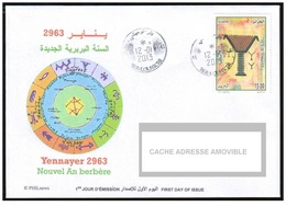 ALGERIA - 2013 - FDC - Circulated Cover Letter Lettre Circulée -Yennayer - Rare Calendar New Year Astronomy Mathematics - Astronomy