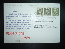 CP PUB PLASMARINE IONYL DU POLE NORD AU POLE SUD TP 10 + TP 1 Paire OBL.27-9 1958 GODTHA.. - Storia Postale