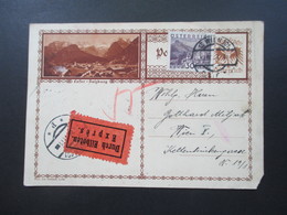 Österreich 1931 Bild Ganzsache Mit Zusatzfrankatur Durch Eilboten Express Karte Ortspostkarte - Covers & Documents