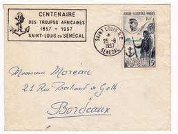 Lettre Saint Louis Du Sénégal Centenaire Des Troupes Africaines Général Faidherbe - Covers & Documents