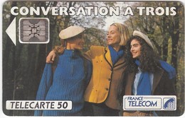 TC059 TÉLÉCARTE 50 - PUBLICITÉ FRANCE TELECOM - OPTION "CONVERSATION A TROIS" - 3 FEMMES - Telecom Operators