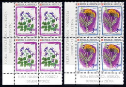 CROATIA 1996 Wild Flowers Blocks Of 4 MNH / **.  Michel 383-94 - Croazia