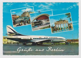 AKDE Germany Postcards Berlin - Air France Airplane At Tegel Airport - Brandenburger Tor / Sulzbach-Laufen / Dresden - Verzamelingen & Kavels