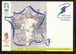 Carte Postale Parcours De La Flamme Olympique Et Logo J.O.d'Albertville (repro Des Timbres 2632 & 2732)  TB  - Winter 1992: Albertville