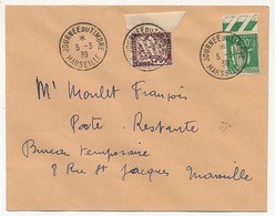 FRANCE => Enveloppe - Cachet "Journée Du Timbre MARSEILLE" 5/3/1939 Affr 90c Paix + Taxe Poste Restante - Cartas & Documentos
