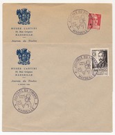 France - 2 Enveloppes Journée Du Timbre MARSEILLE - Une Affr 6F Gandon, Une Affr Etienne ARAGO - En Tête Musée Cantini - Cartas & Documentos