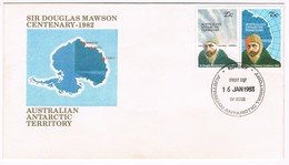 AUSTRALIAN ANTARCTIC TERRITORY (AAT) • 1982 • Birth Centenary Of Sir Douglas Mawson • Base Cancel Cover - Lettres & Documents