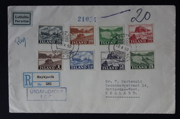 ICELAND REGISTERED AIRMAIL FDC MI 263 - 270  REYKJAVIK -> ROTTERDAM 12-10-1950 - Other & Unclassified