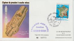 France Kourou 1990 Lancement Ariane Vol 40 - Cachets Commémoratifs