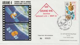 France Kourou 1992 Lancement Ariane Vol 51 - Cachets Commémoratifs