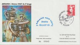 France Kourou 1992 Lancement Ariane Vol 54 - Cachets Commémoratifs