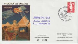 France Kourou 1993 Lancement Ariane Vol 58 - Cachets Commémoratifs
