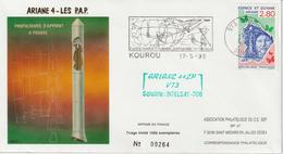 France Kourou 1995 Lancement Ariane Vol 73 - Cachets Commémoratifs