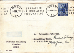 Norway 1963 Cover To Canada Oslo 3 8 63 Single Franking Train - Lettres & Documents