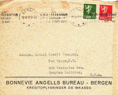 Norway 1937 Cover To USA  Bergen 30 VI 37 Era-Messen Slogan Cancel - Briefe U. Dokumente