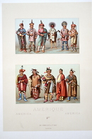 LITHOGRAPHIE LESTEL, Imp. FIRMIN DIDOT & Cie - Costumes D'indiens D'Amerique Du Nord & Centrale "AMERIQUE" - Lithographies