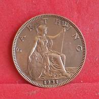 GREAT BRITAIN 1 FARTHING 1931 -    KM# 825 - (Nº30384) - B. 1 Farthing