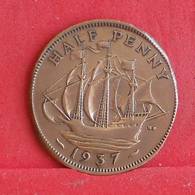 GREAT BRITAIN 1 HALF PENNY 1937 -    KM# 844 - (Nº30395) - C. 1/2 Penny